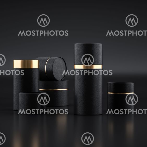 Mockup of open and closed paper can tubes