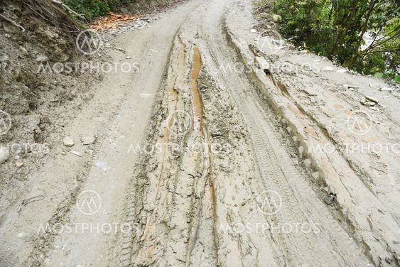 closed up the mud path on village in Nepal