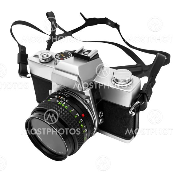 Vintage camera isolated on white background DSLR
