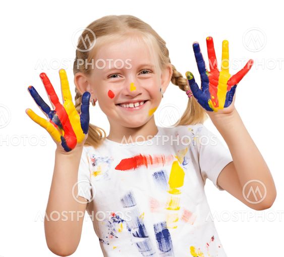 girl with painted hands