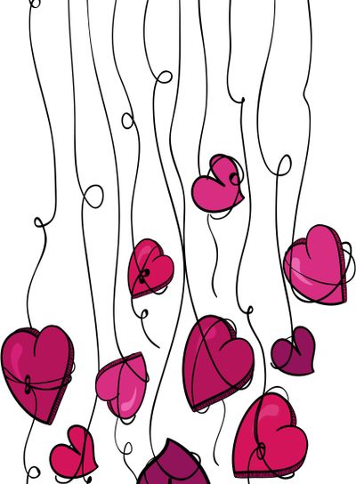 Valentine flowers heart hanging background