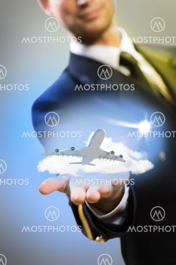 pilot in the form of extending a hand to airplane