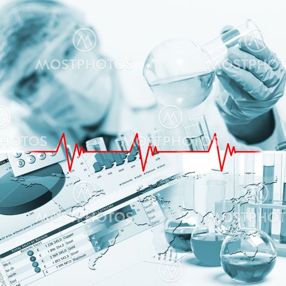 Collage with scientist in laboratory