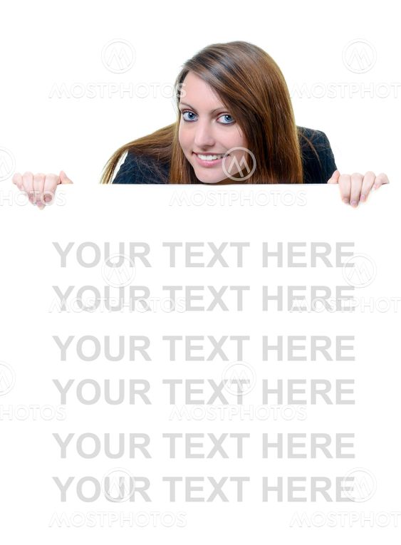 Young businesswoman holding blank message board
