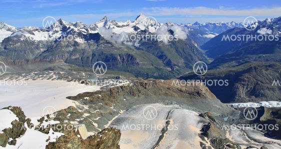 view of tourist trail near the Matterhorn in the Swiss Alps
