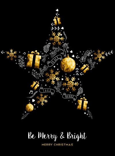 Merry Christmas gold star decoration ornament