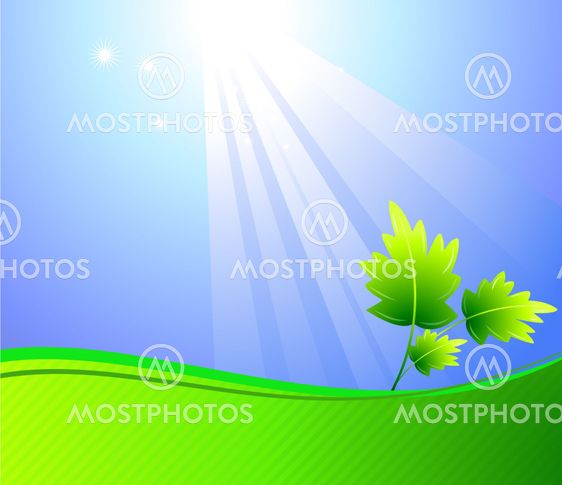 Sun ray on a leaf background