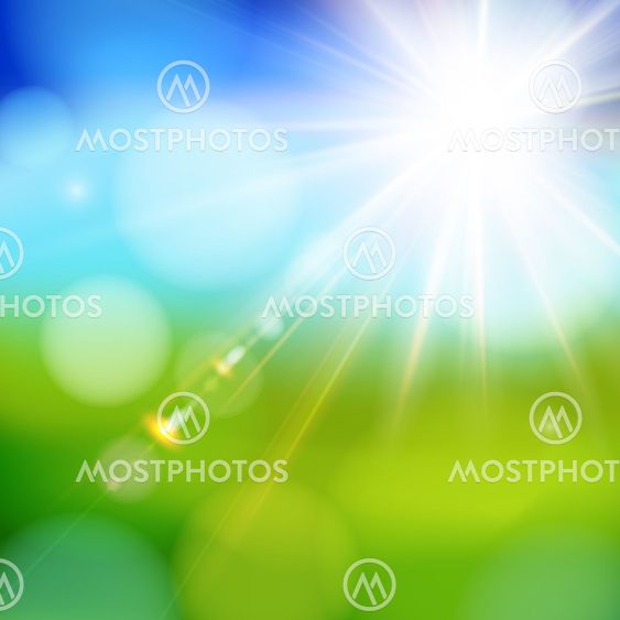 Bright shining sun with lens flare.