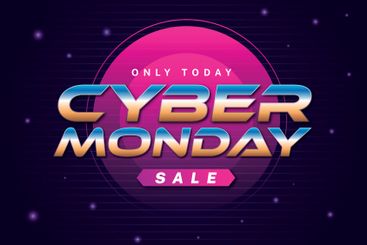 Retro futuristic cyber monday concept