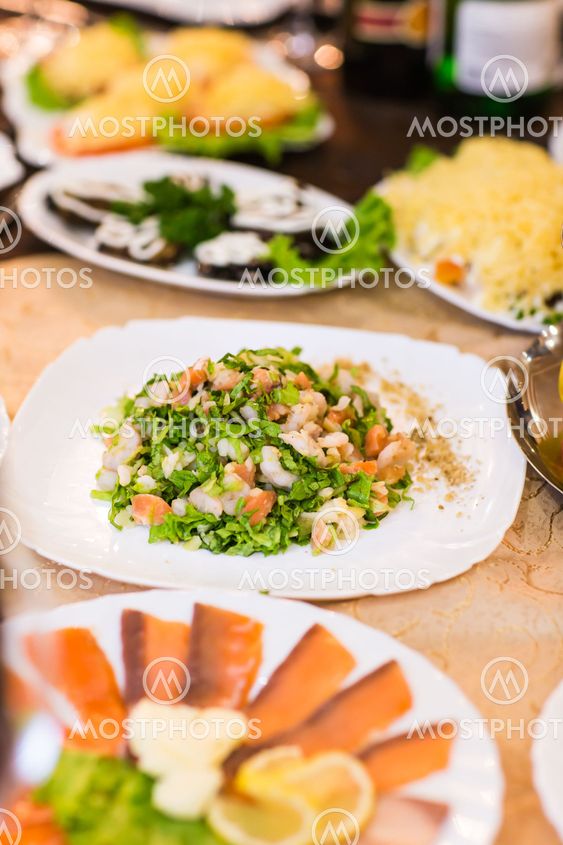 Assortment festive appetizers on the table