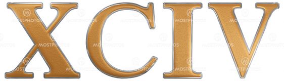 Roman numeral XCIV, quattuor et nonaginta, 94, ninety...