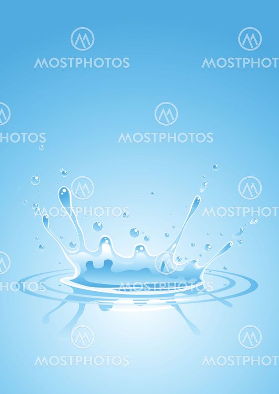 Splash in blue clean water