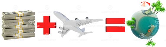 Money plus jet is earth globe