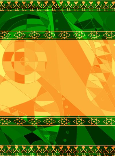 yellow green colored image of frame with abstract figures