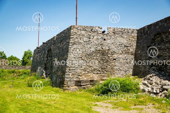Fort Ticonderoga, fort headquarters, stone walls and...