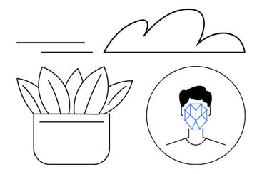 Abstract Plant, Cloud, and Face Recognition Concept in...