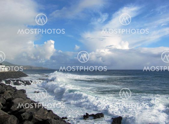 Foamy ocean waves