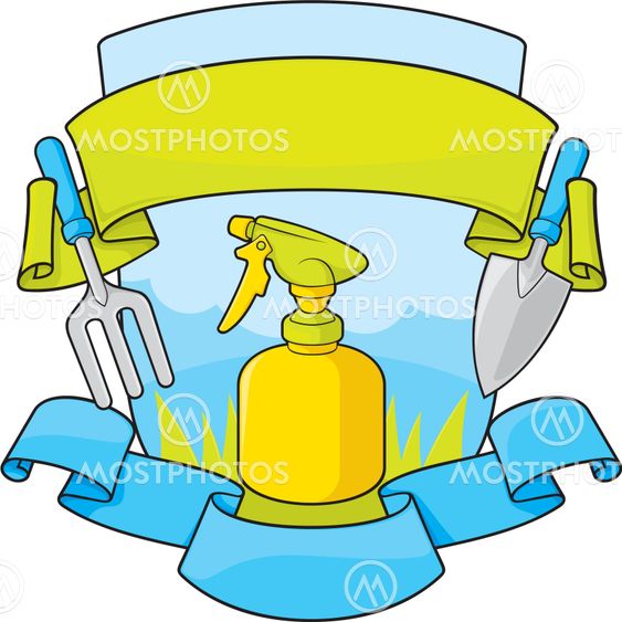 Gardening shield with banners