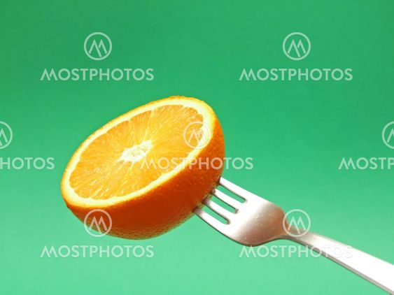 orange on fork