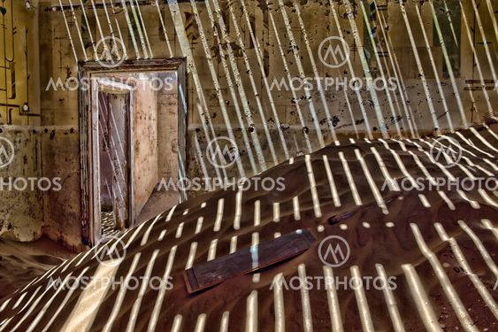 abandoned ruin in the ghost town kolmanskop near luderitz