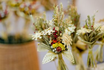 Traditional Lithuanian Easter palms known as verbos sold...