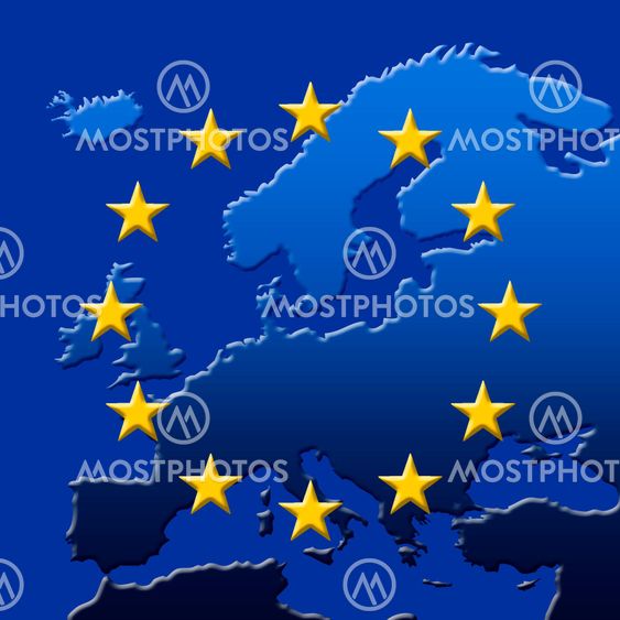 Europe Map With EU Stars
