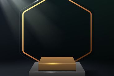 Gold Podium with Natural Light Illuminated, Vector...