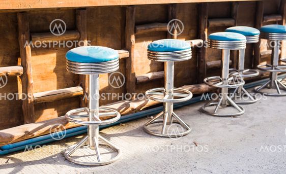 Cafe interior - bar chairs outdoors