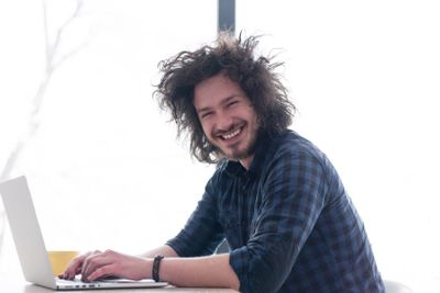 man working from home