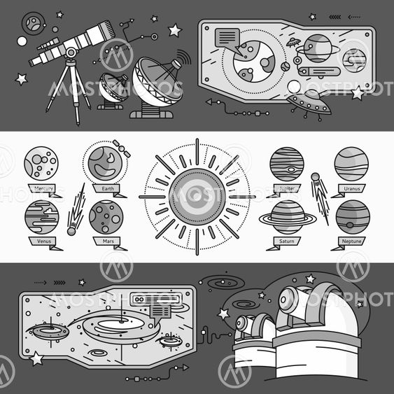 Concept Scientific Cosmos Flat Style