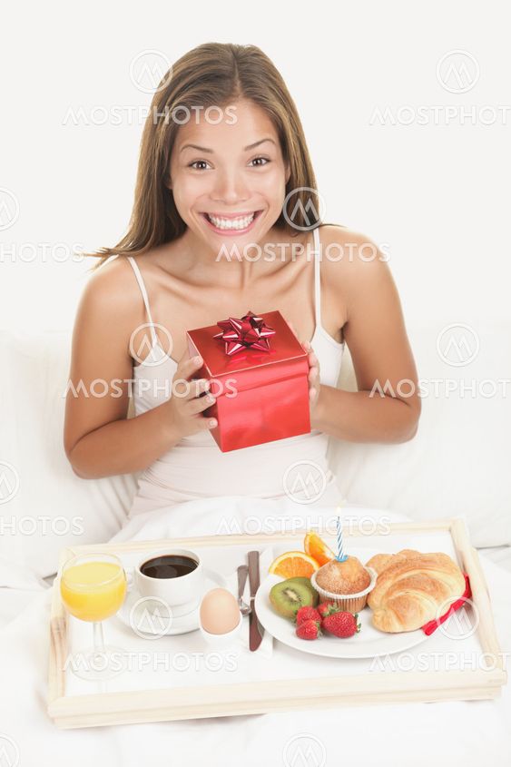 Birthday gift - happy smiling woman