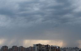 Stormy weather over the city skyline