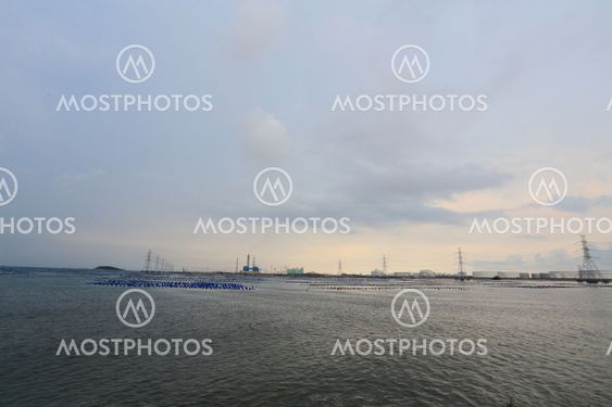 High voltage power pole in the sea