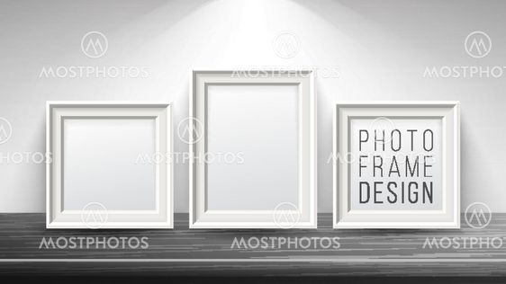 Realistic Blank Picture Frame Vector. Light Wood and Dark...