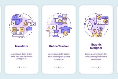 Digital nomad occupations onboarding mobile app screen
