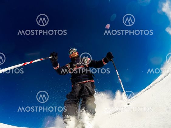 Skiing on powder snow