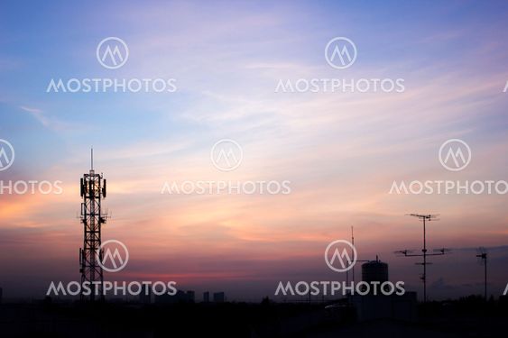 antenna on morning time or sunrise