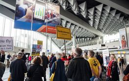 People protesting against construction of Terminal 3...