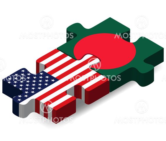 USA and Bangladesh Flags in puzzle