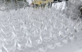 Glasses of champagne or wine for wedding reception