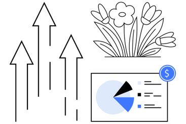 Growth Concept with Arrows, Financial Chart, and...
