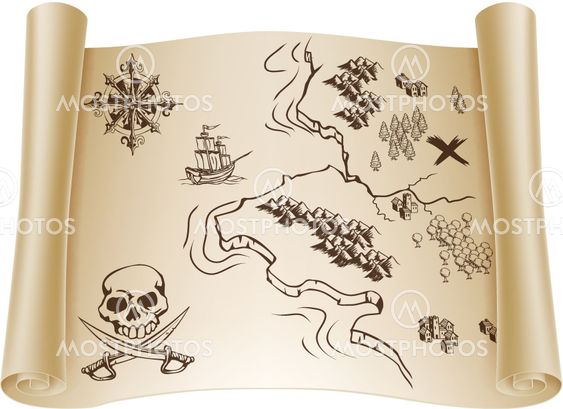 Old Treasure map on scroll