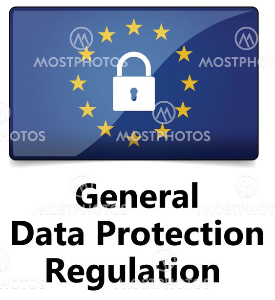 GDPR - General Data Protection Regulation. EU flag with...
