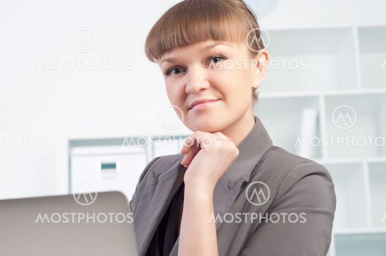 woman works in the office