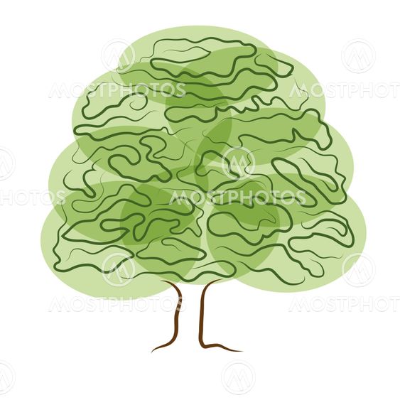 stylized tree silhouette isolated on white background