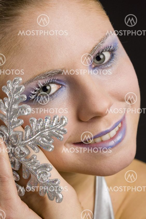 portrait of woman with snowflake