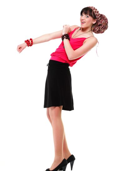 Full length woman in a turban isolated