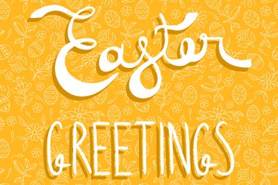 Easter greeting card quote on holiday background