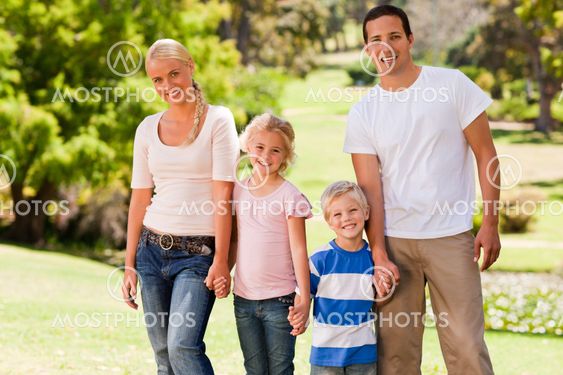 Adorable family in the park