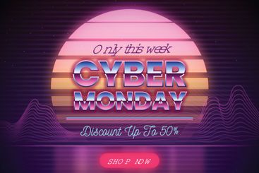 Retro futuristic cyber monday concept